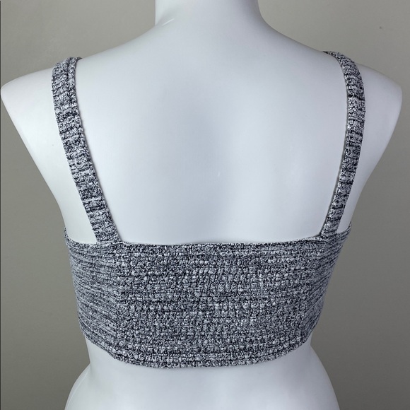 Almost Famous Big Pearl Button Stretch Crop Tank Tweed Smocked - Picture 6 of 7